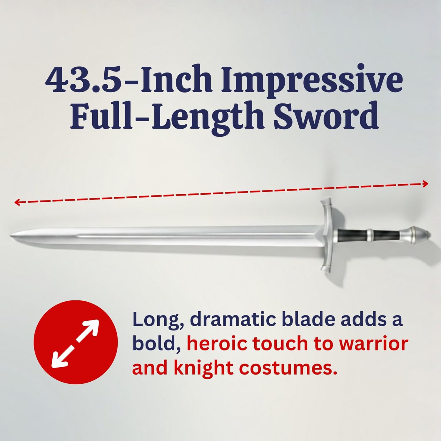 Dress Up America Foam Knight Costume Sword – 43.5 Inch Medieval Fantasy Prop for Cosplay, Warrior & Themed Costumes