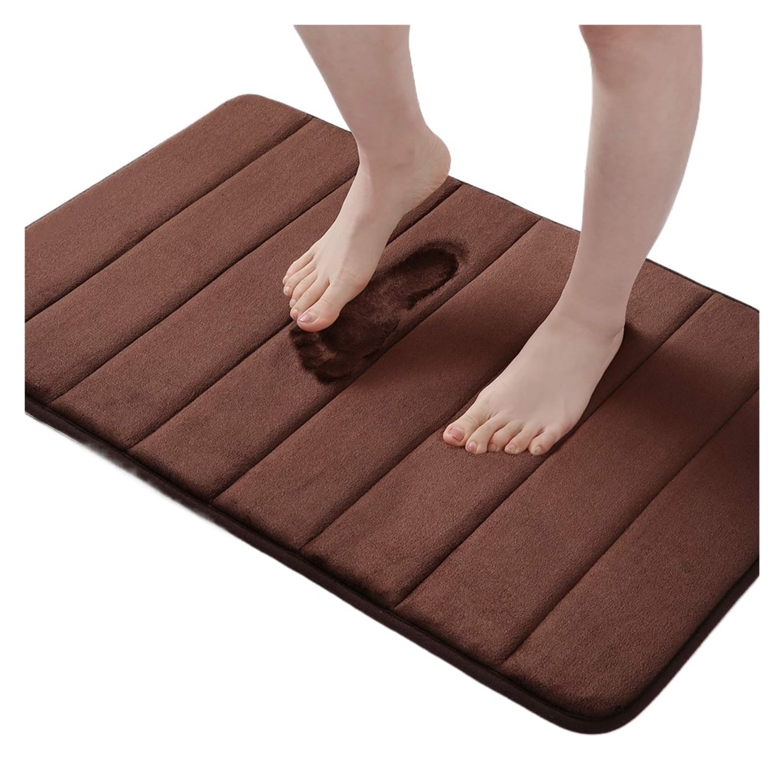 Tappetino Bagno Tappetino da bagno in memory foam Tappeto assorbente doccia pavimento in velluto corallo morbido Decorazione della casa Tappetini antiscivolo(Brown,61CMx90CM)