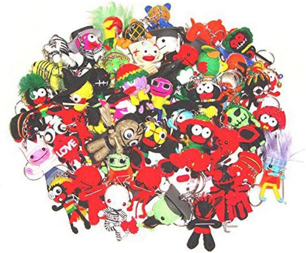 CandyHuskyTouchable dream Wholesale Bulk Random Lot 50 Pcs Voodoo Dolls Keychain Keyring Ornament(50)