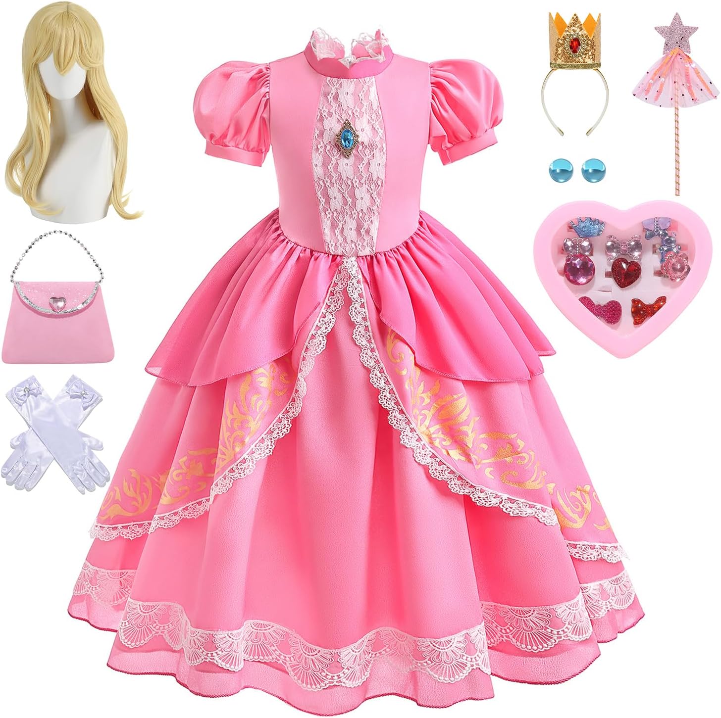 Princess Costume for Girls Dress up Halloween Costumes for Kids with Accessories