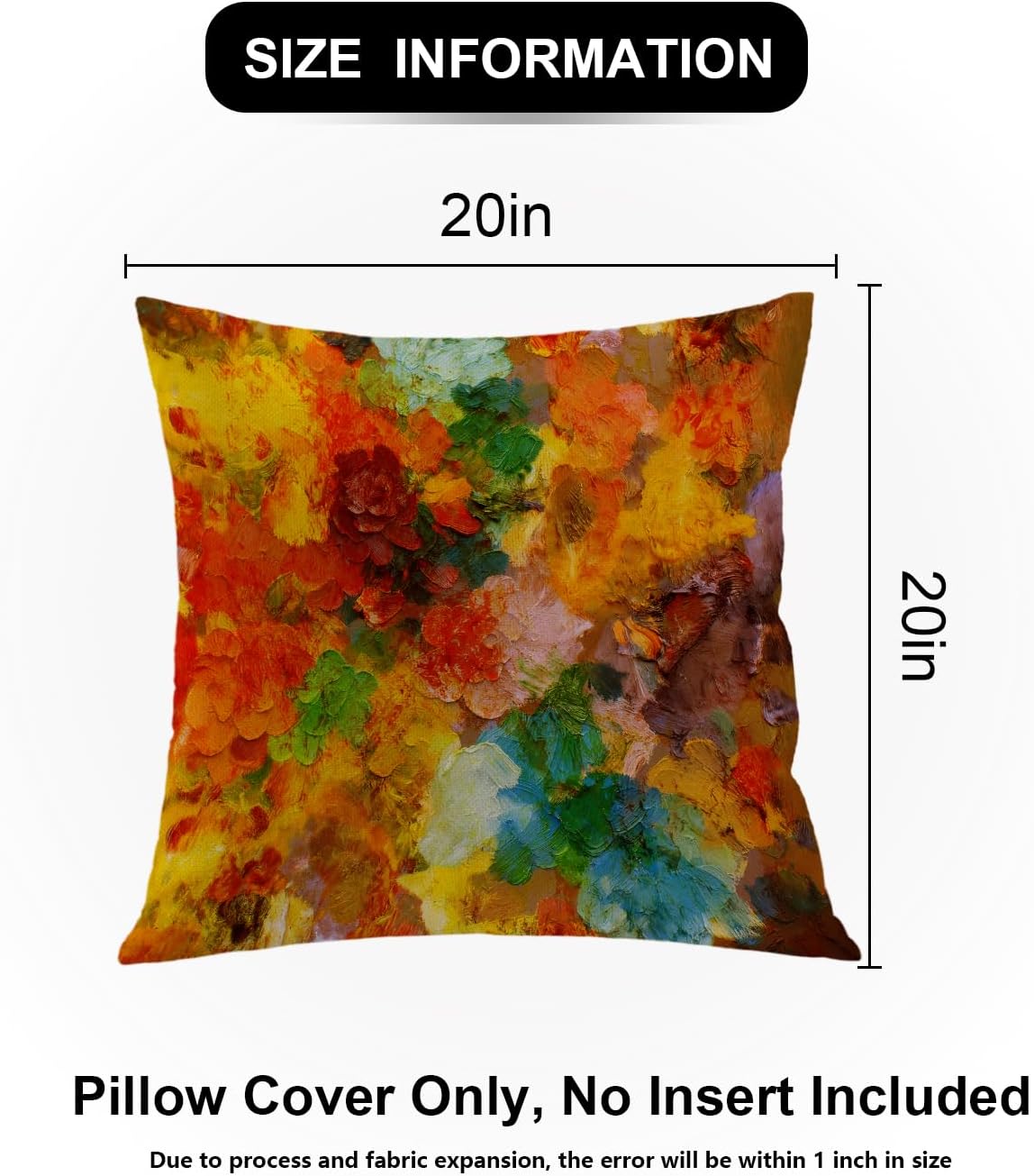 Shrahala Colorful Abstract Paint Outdoor Throw Pillow Cover, Multicolor Modern Artist Square Indoor Pillows Water Resistant Linen for Bedroom Living Room Set of 2 (20 X 20 in) image 5