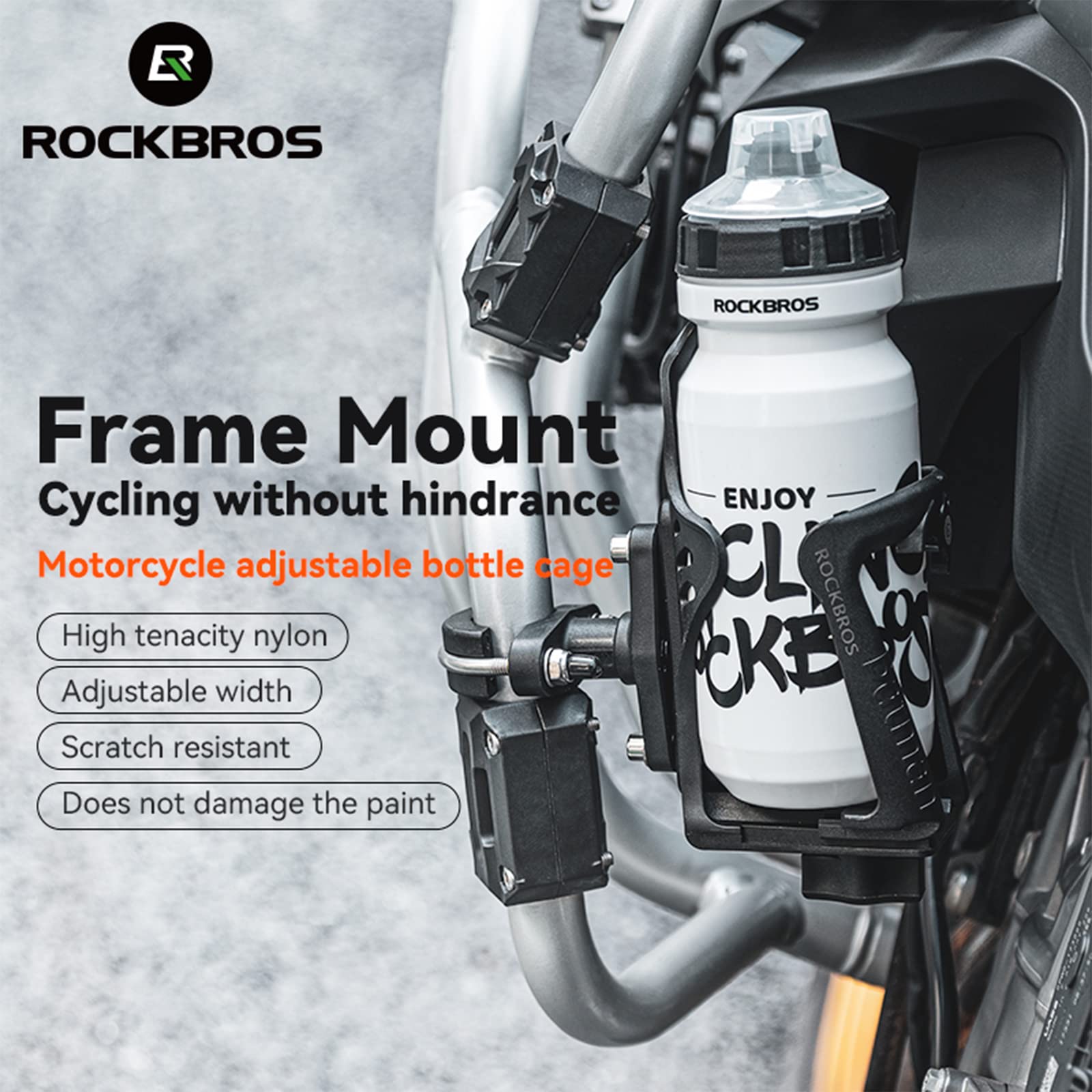 ROCKBROS Porte-bouteille pour vélo, moto, avec rotation à 360 °, réglable, léger, porte-gobelet pour vélo, moto