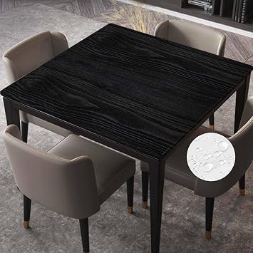 Wood Grain Square Fitted Tablecloth with Elastic Edge Black Wooden Table Cloth Cover Washable Tablecloths for Kitchen Dining Picnic Patio Outdoor Party, Fit for 32"x32" Tables, Style 5