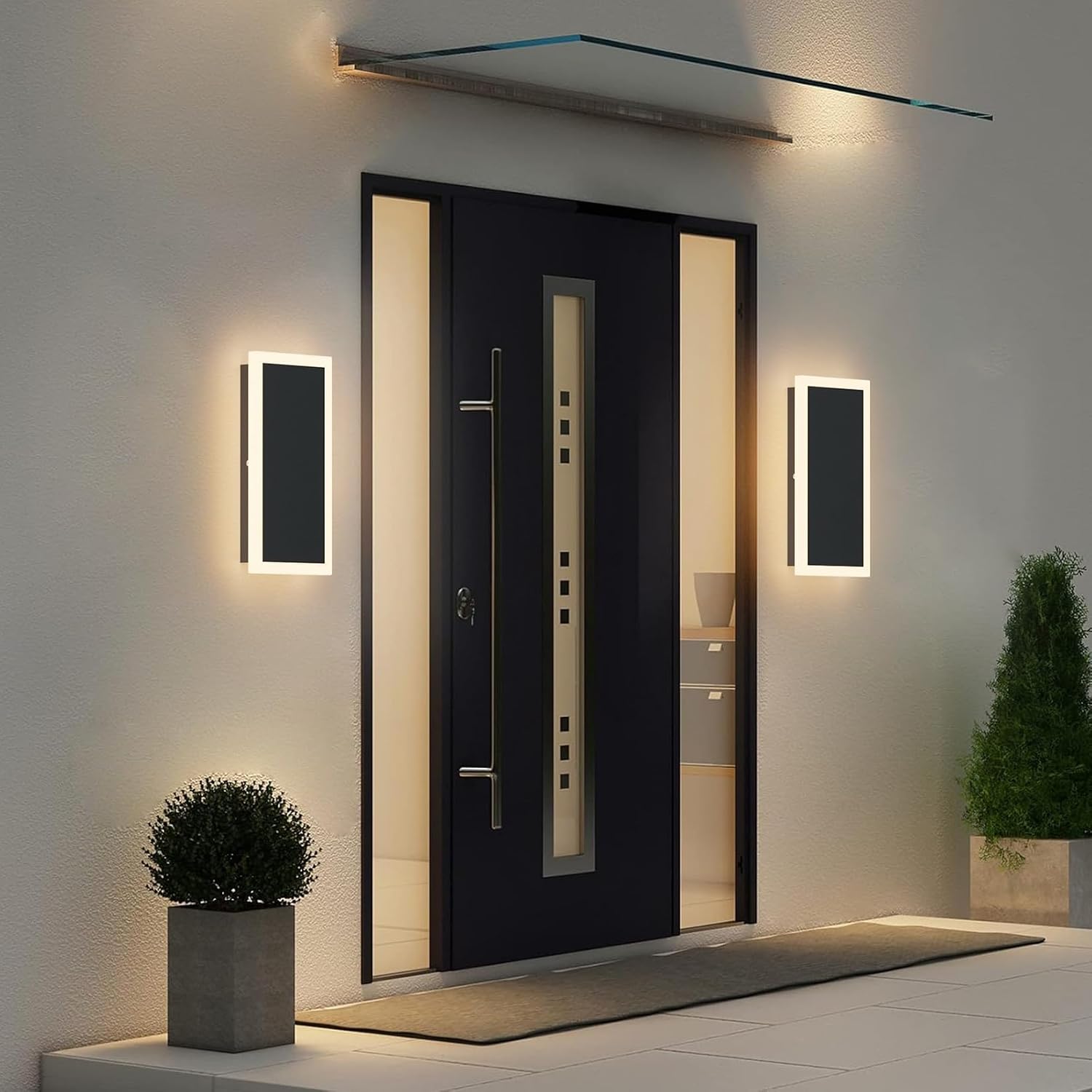 Modern LED Outdoor Wall Sconce 3000K 18W LED Outdoor Wall Mount Light Anti Rust Porch Light IP65 Waterproof Exterior Sconce for Porch,Front Door,Patio