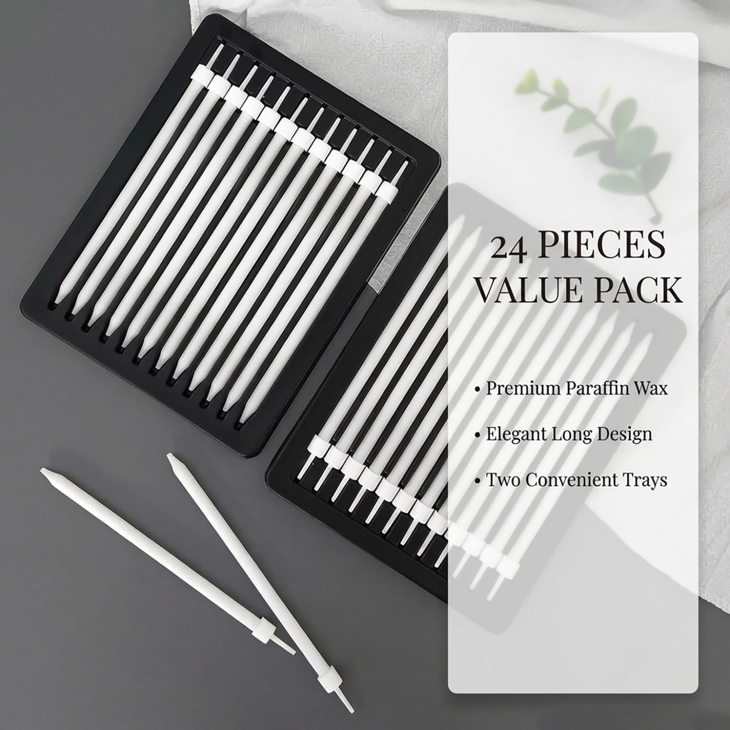 White Skinny Birthday Candles for Cake Cupcake Wedding Party 24ct image 5