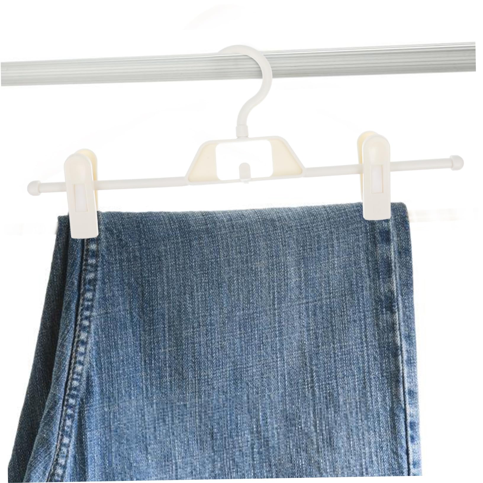 Levemolo 5pcs Telescopic Trousers Hanger Slacks Trouser Hangers with Clips Slack Hangers Foldable Hangers Stretch Pants Hanger Hangers for Pants Drying Rack Pants Hangers Plastic White