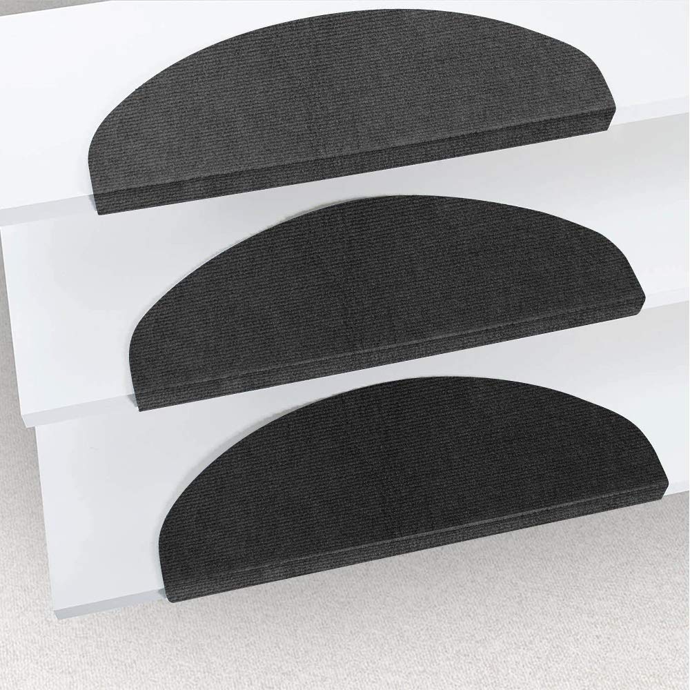 Autocollant - Tapis d'escalier pour intérieur,Marchettes d'escalier Antidérapant Autocollante Moquette de marches Tapis de Protection d'escalier de Non-glissière,65*21*4cm (noir (15 pièces))