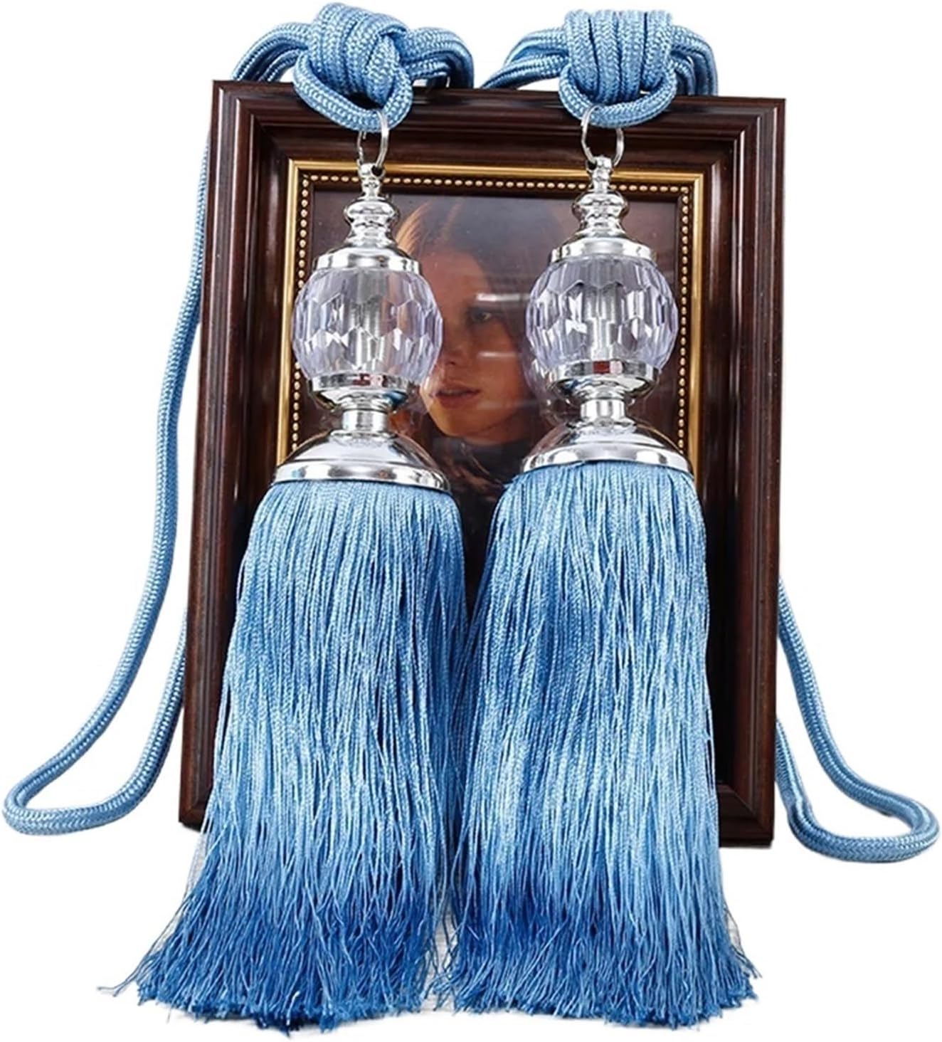 Curtain Rope Tiebacks, 2PCS Retro Style Faux Crystal Tassels Fringe Curtain Tieback Rope Window Drapes Decoration(Golden Yellow)