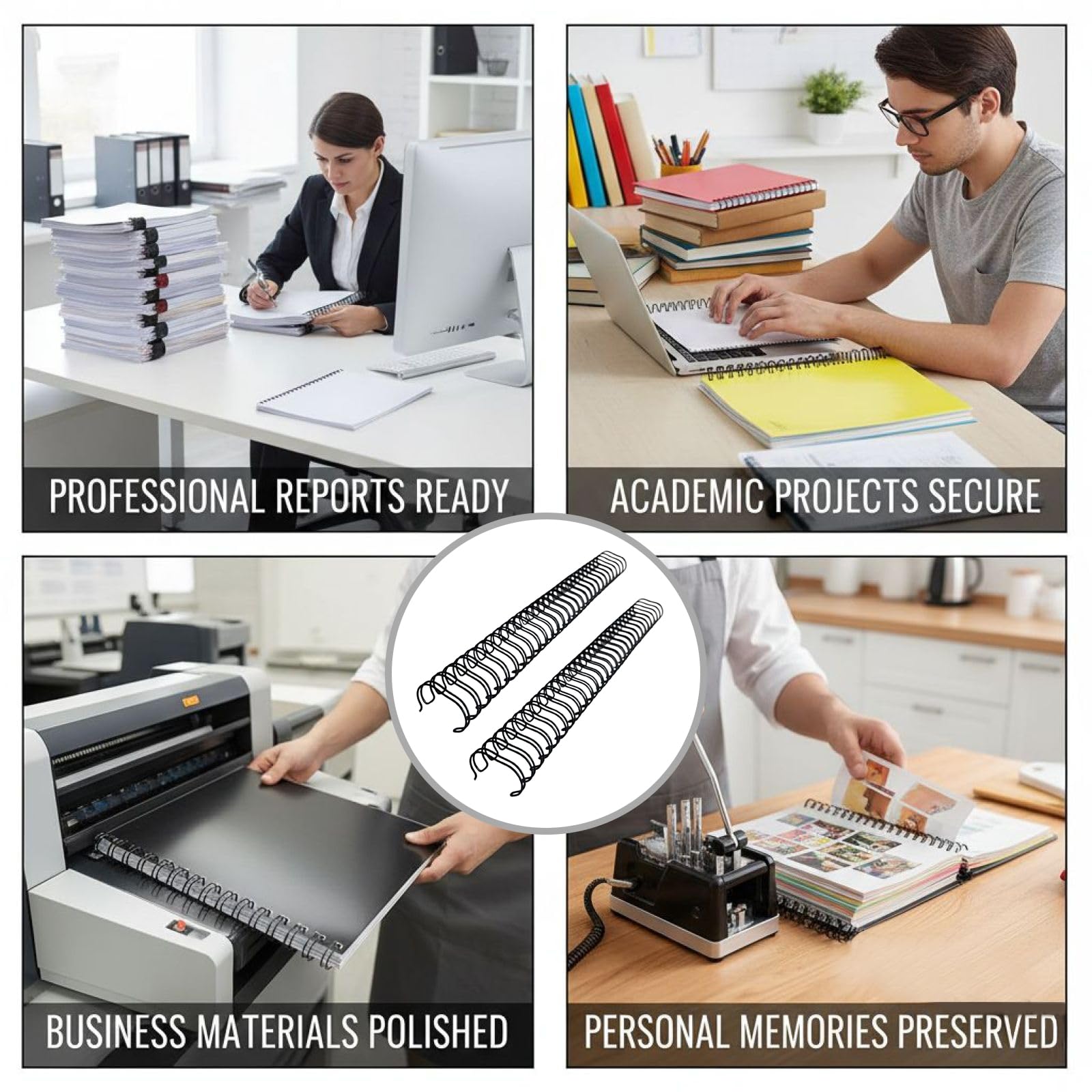 100 dorsi a doppio anello da 1,27 cm, passo 3:1, bobina a doppio filo in metallo per notebook A4 da 100 fogli, forniture per rilegatura riutilizzabili, 34 fori