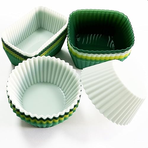 Miniatura 9 de Forros de silicona para cupcakes, paquete de 36 tazas reutilizables para hornear muffins, antiadherentes, 3 formas, moldes de pastelería para