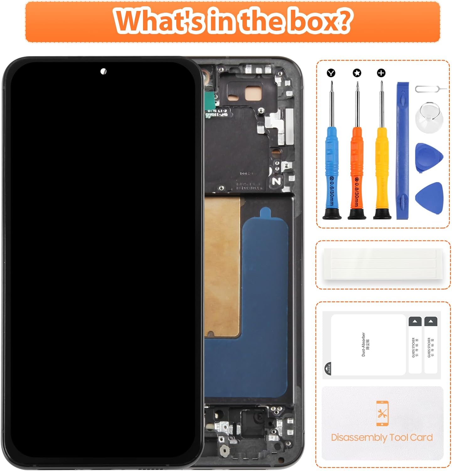 For Samsung Galaxy S23 Plus 5G Screen Replacement with Black Frame - OLED Display Assembly & Full Repair Tool Kit - Easy DIY Installation for SM-S916B - Fix Cracked/Broken Glass