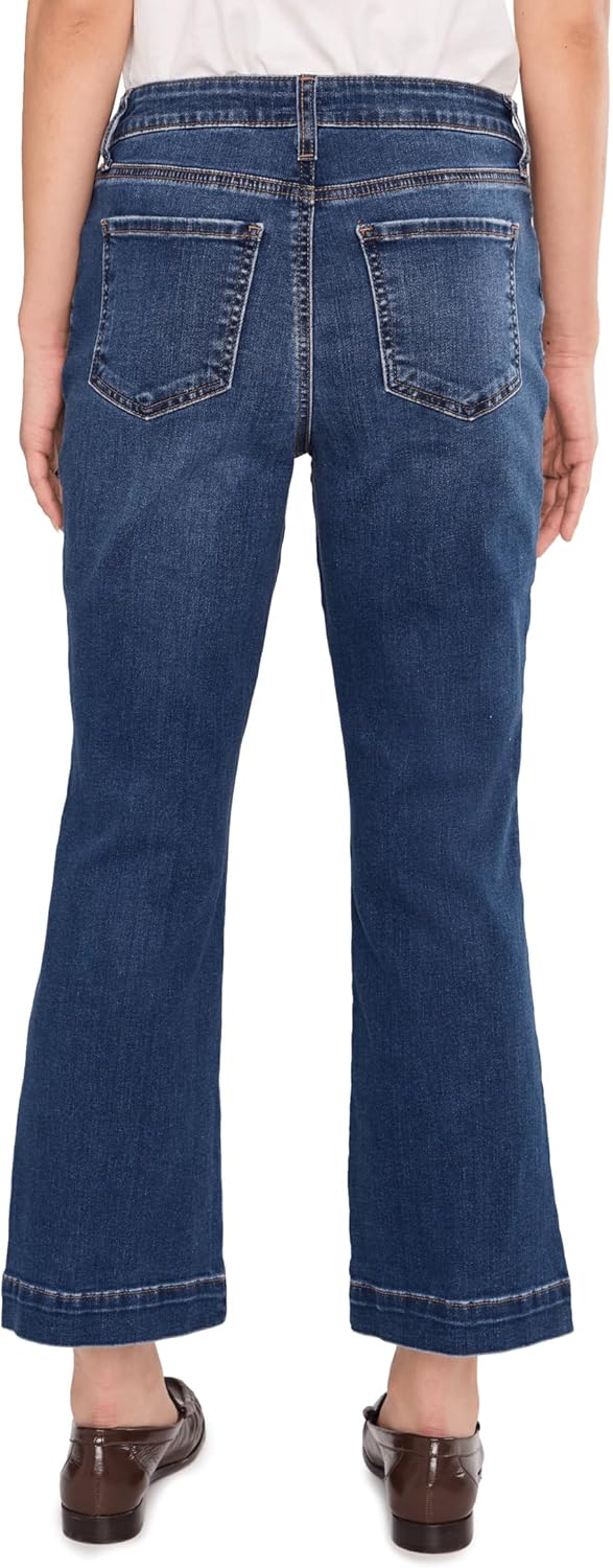 KUT from the Kloth Petite Kelsey High-Rise Fab Ab Ankle Flare with Wide Hem