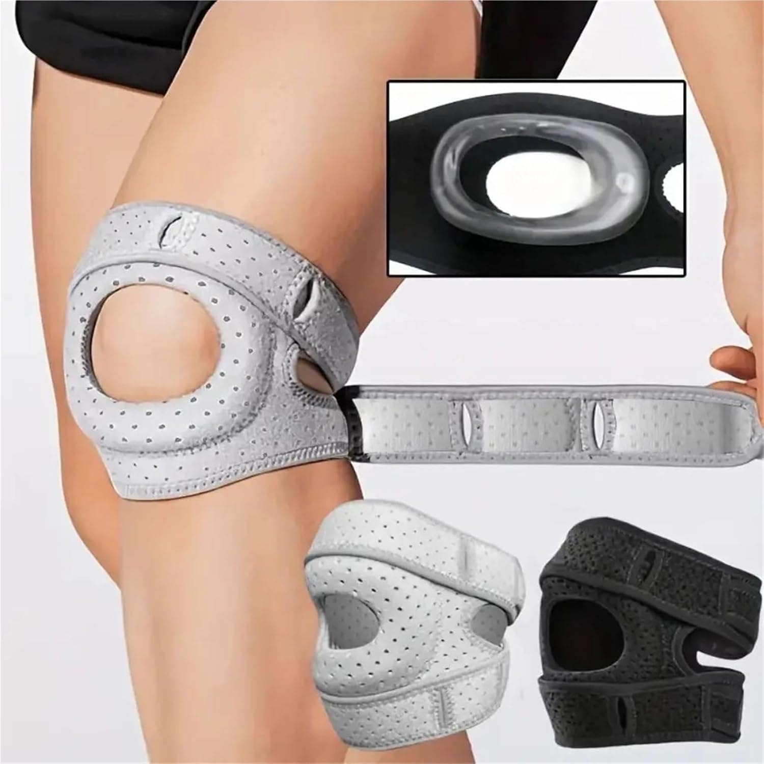 2pcs Support Gear Sports Knee Pads Breathable Adjustable Comfortable Knee Brace Outdoor Sports for Volleyball Football Dance Yoga Tennis Running