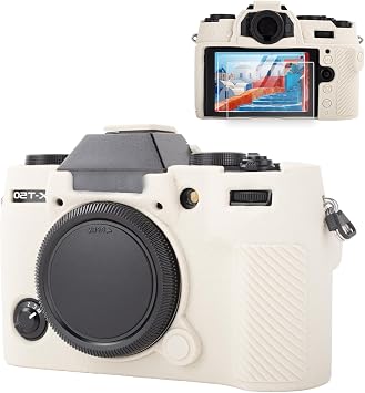 VOVMOEYA X-T50 Case[with 2 LCD Tempered Films],For Fujifilm XT50 Silicone Case for xt50 Camera Case Enhanced Grip Sensation Fashion Lightweight 9H 0.25mm-Beige