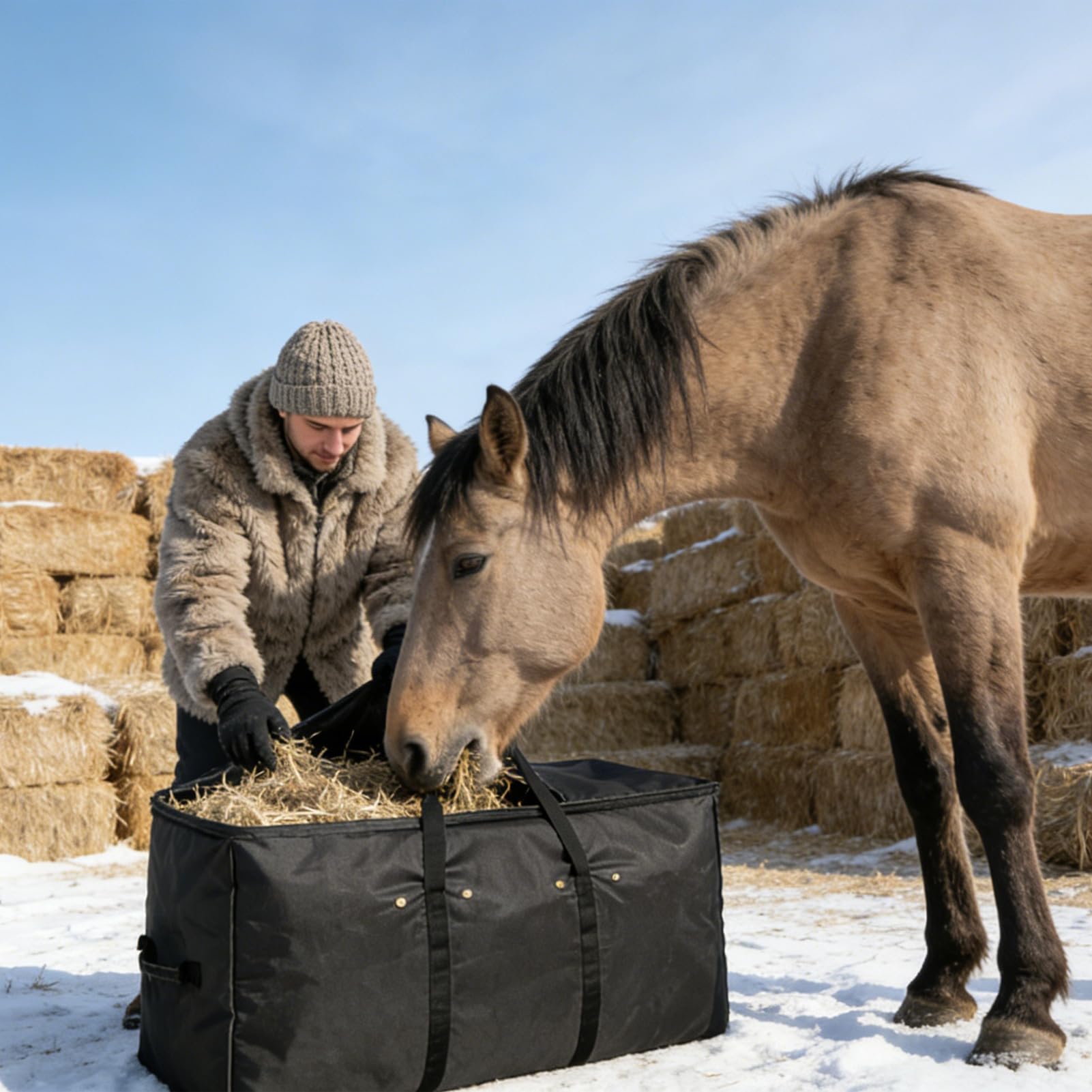 Borse per Fieno per 112x46x56 cm Migliora la Digestione Distributore | Palloncini di Fieno per Capre per Cavalli Capre Pecore Alpacas Animali Scuria Esterna