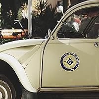 Vista 3 de Prince Hall Free Accepted Masons Emblema masónico azul y dorado para automóvil