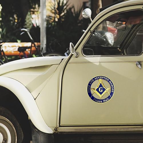 Miniatura 3 de Prince Hall Free Accepted Masons Blue & Gold - Emblema de coche masónico