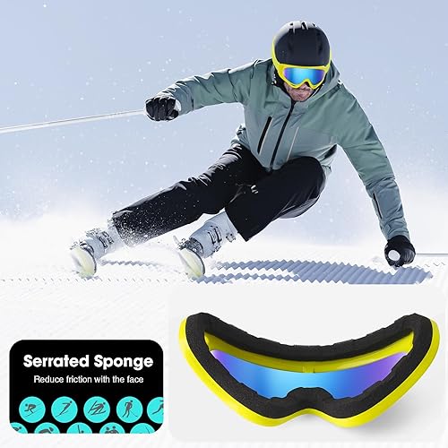 Miniatura 10 de Braylin Paquete de 2 gafas de esquí de nieve, gafas de snowboard para hombres, mujeres, jóvenes, niños, niños o niñas, gafas de moto de nieve