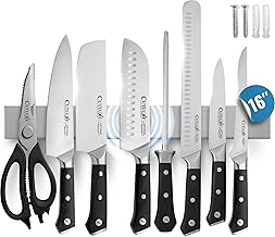 Cutluxe Magnetic Knife Holder for Wall and Fridge - 16" Stainless Steel Knife Magnetic Strip - Holds up 15 lbs, Easy to Mount, With Strong Magnets or Screws