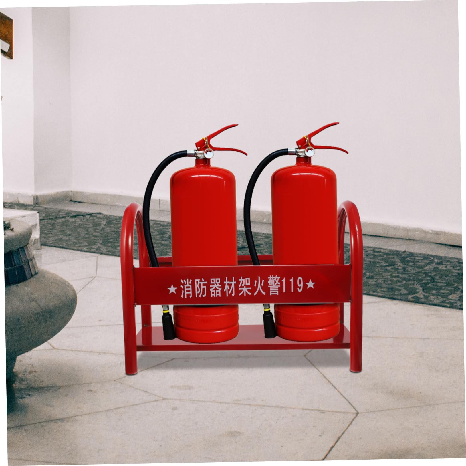 Soporte Metálico para Extintor de Incendios 2-4kg Rojo | Hierro de Alta Resistencia, Estructura Simple y Robusta, Uso en Oficina y Centro Comercial Estilo Aleatorio