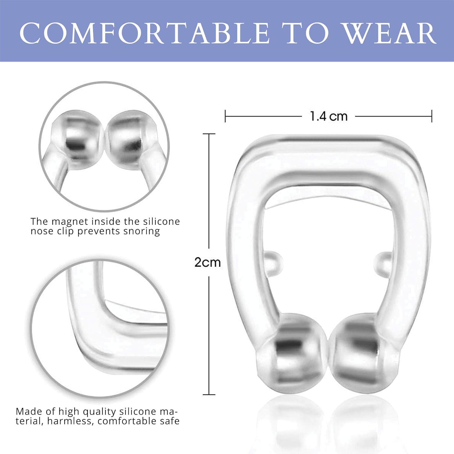 Anti Snoring Nose Clips, Nasal Clip Snore Stopper Devices Made of Comfortable Flexing Silicone with Magnets Promote Quiet Restful Sleep - Clear, Discreet, Travel-Friendly Snoring Solution (4 Pack) : Health & Household