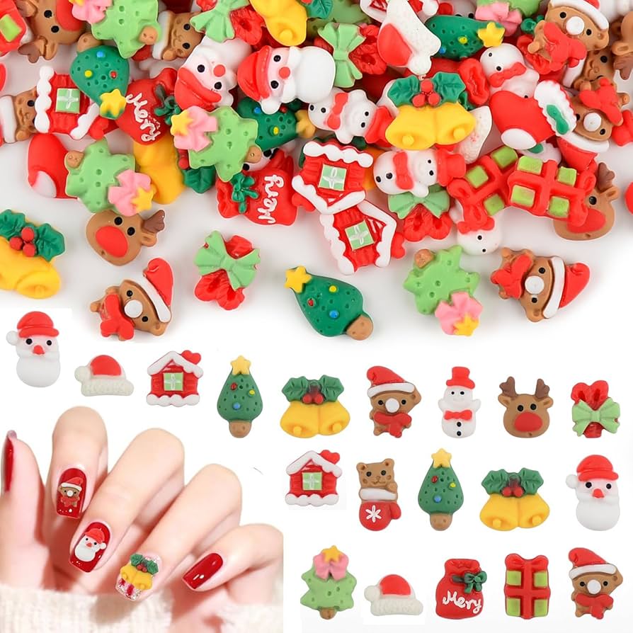 Amazon | クリスマス ネイルパーツ 100個セット 3D 立体 可愛い