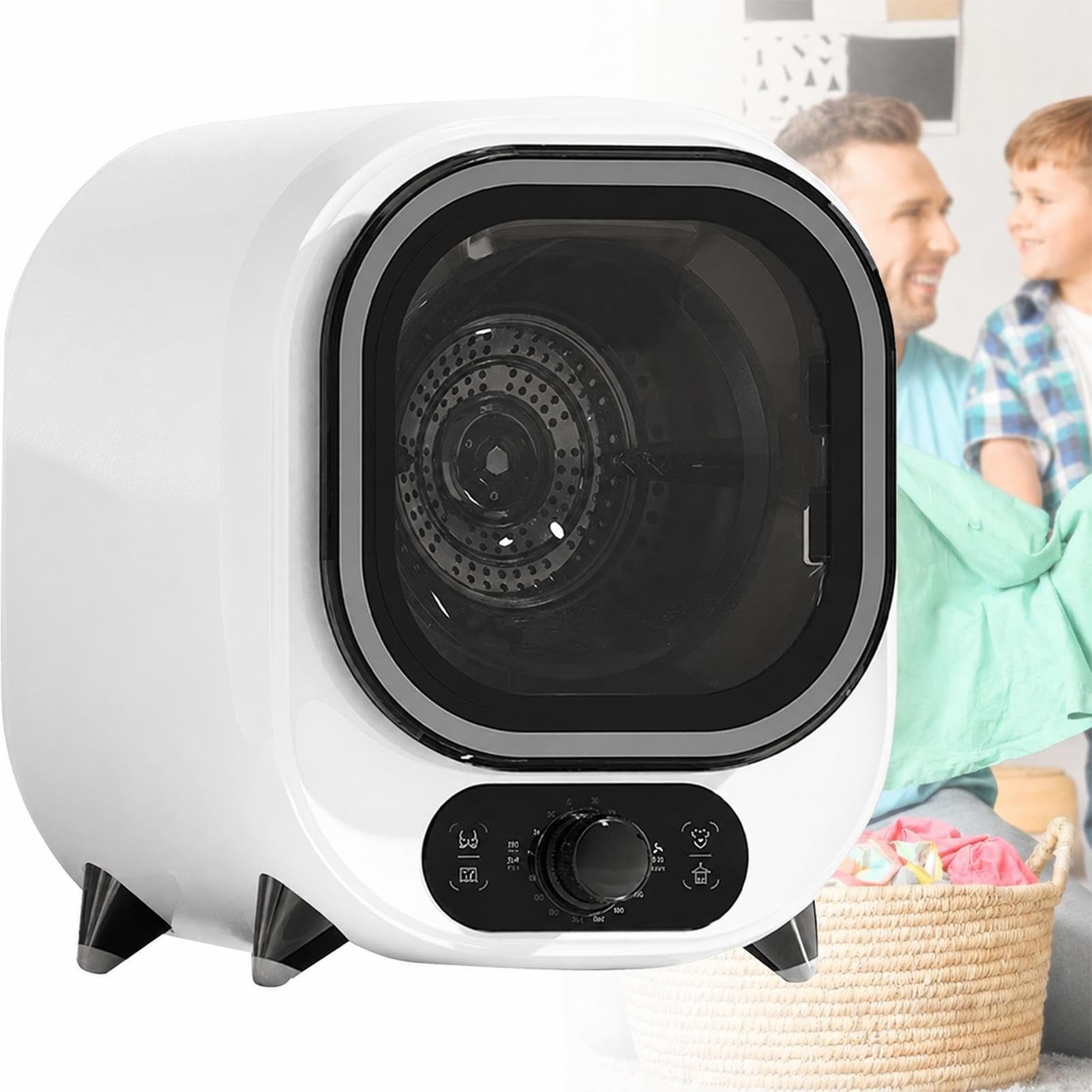 Minisecadora Portátil Compacta,Secadora De Ropa Pequeña,Con Función de Aire Caliente y Frío,Secado Silencioso de 35 Decibelios Capacidad 0,8 kg,Aplicable a Múltiples Escenarios(White)