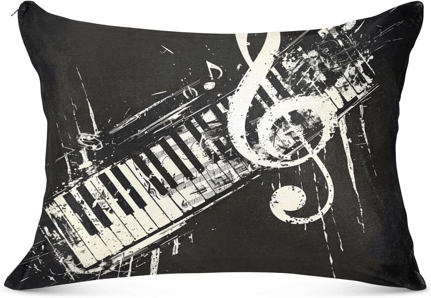 ALAZA Music Note Piano Plush Pillow Cases Standard Size Pillow Cover Soft & Warm Zippered Bed Pillowcase, 20 x 26inch