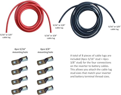 Miniatura 3 de WindyNation Kit de cable de batería de calibre 40 AWG (8 pies negro + 8 pies rojo) para inversores de CC a CA, RV, automóvil, solar, marina, fuera