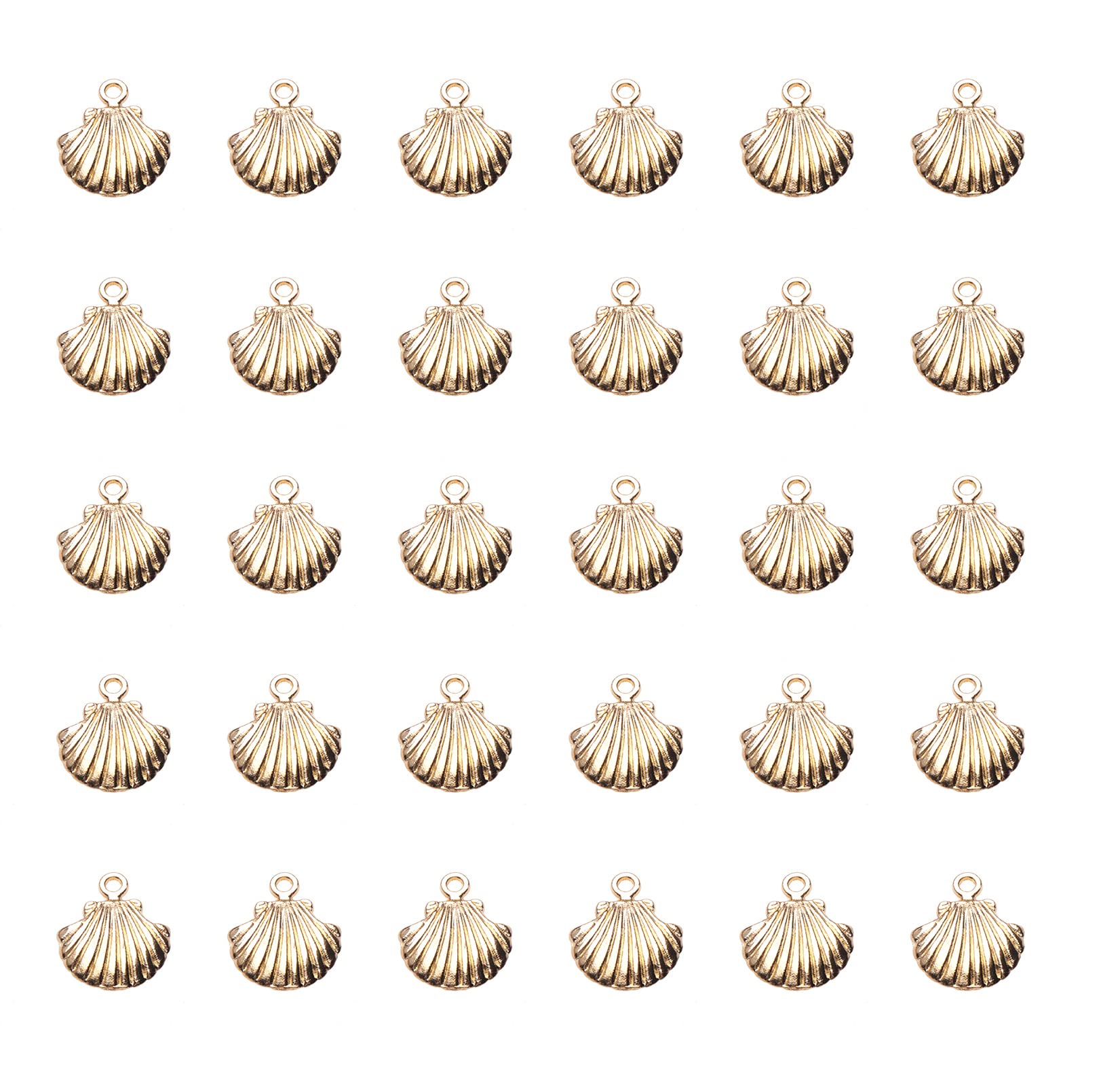Ruwado 50 Pcs Shell Charms Bulk for Jewelry Making 0.72 x 0.6 Inch Small Metal Vintage Chis Pendants for Jewelry Making Kit Finding Accessories Key