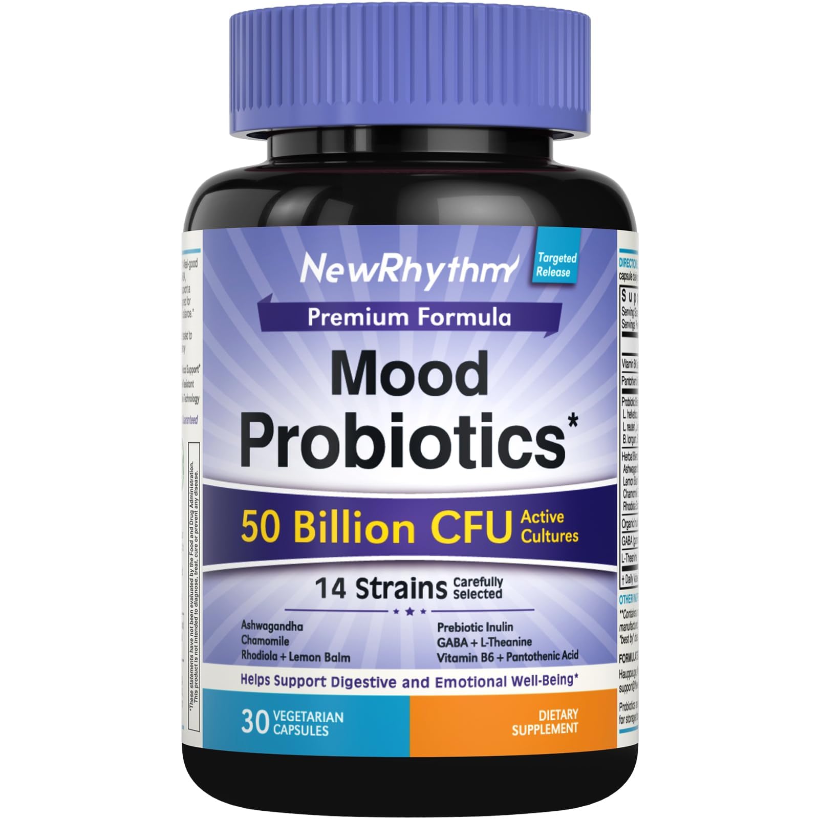 NewRhythm Mood Probiotics 50 Billion CFU, 14 Strains
