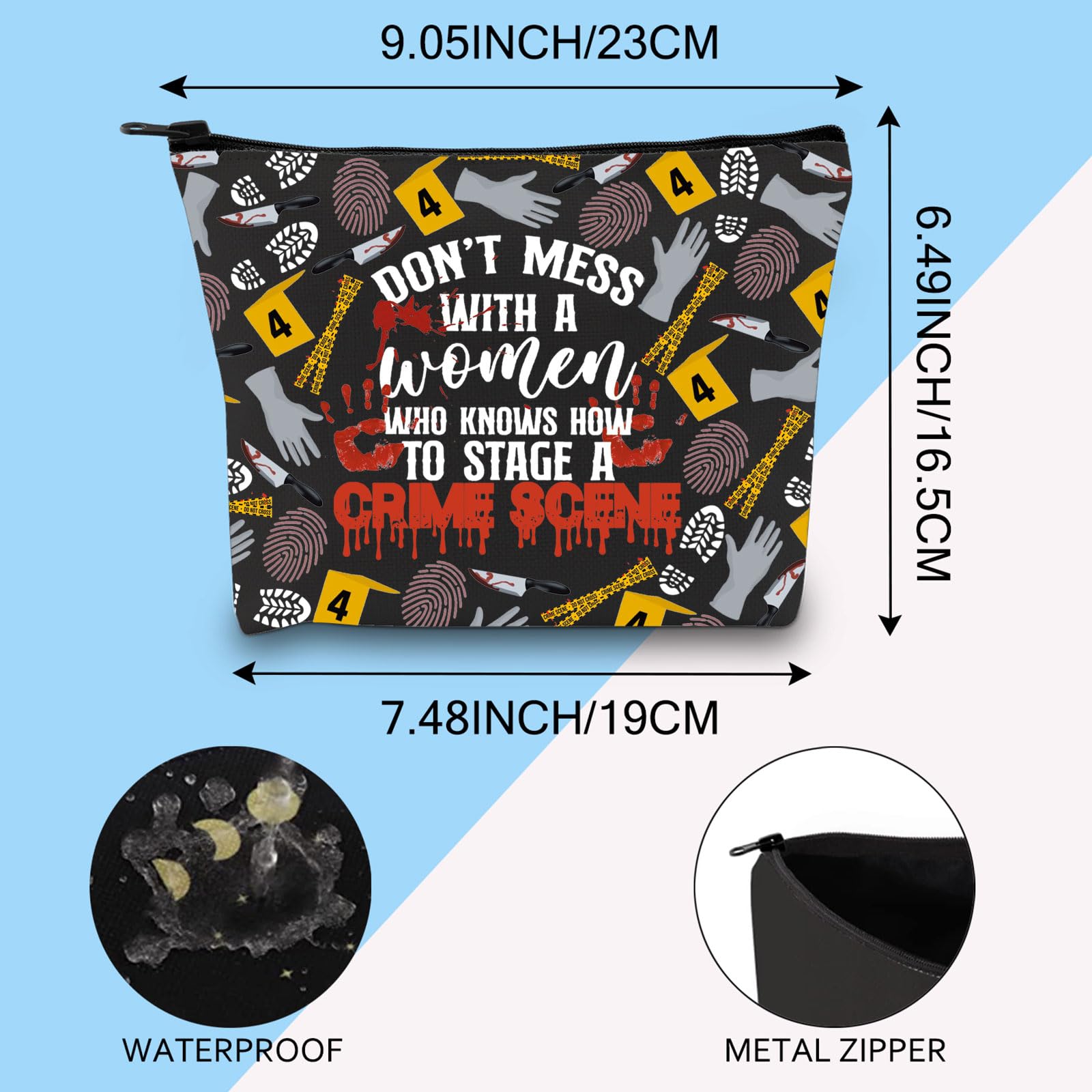 Don't Mess with a Woman Who Knows How to Stage a Crime True Crime Makeup Bag Murder Show Lover Gift Cosmetic Bag (Crime Scene 3UK) - Image 2