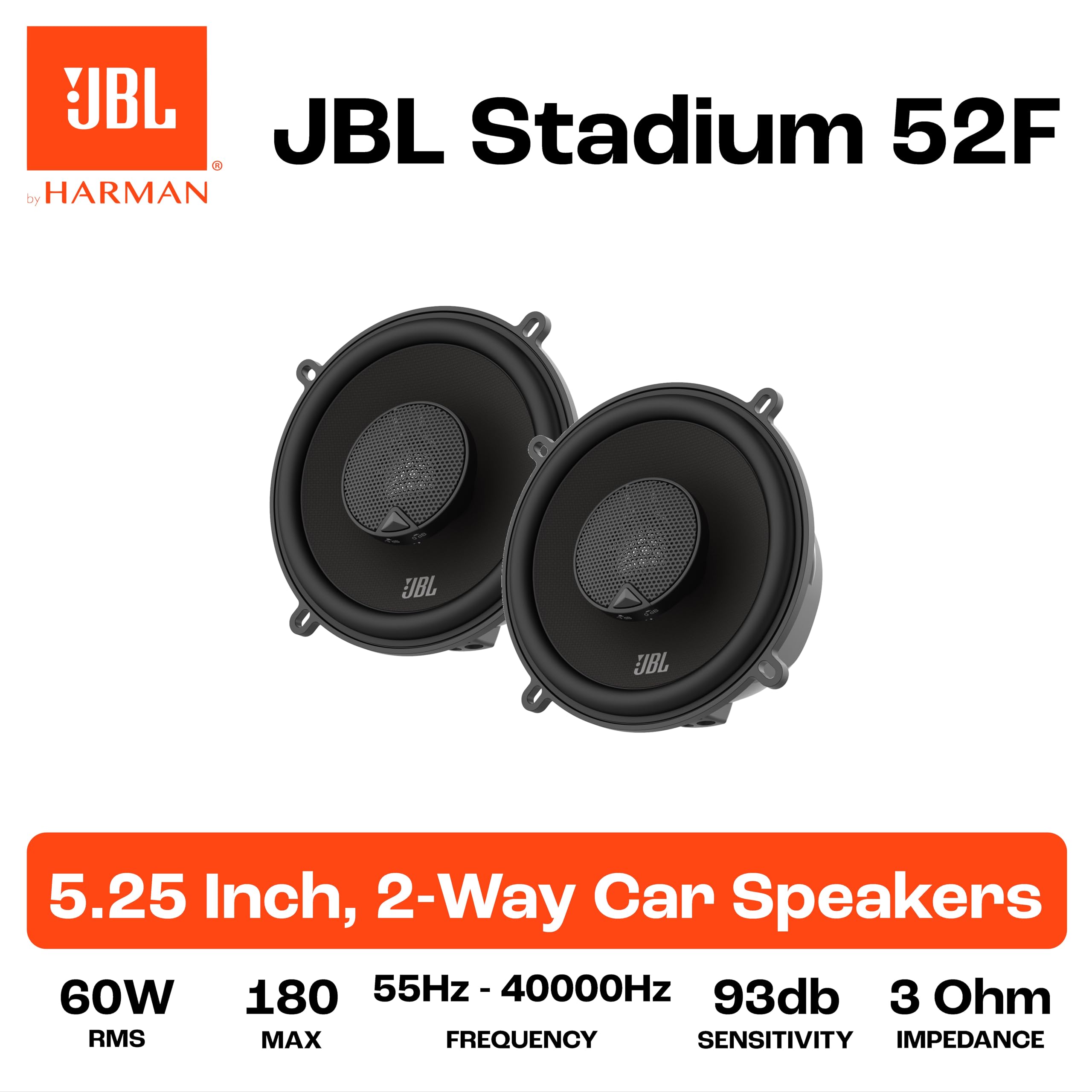 JBL STADIUM52F 2-Way Coaxial Car Speaker 2-Piece Set, 5-1-Inch x 4