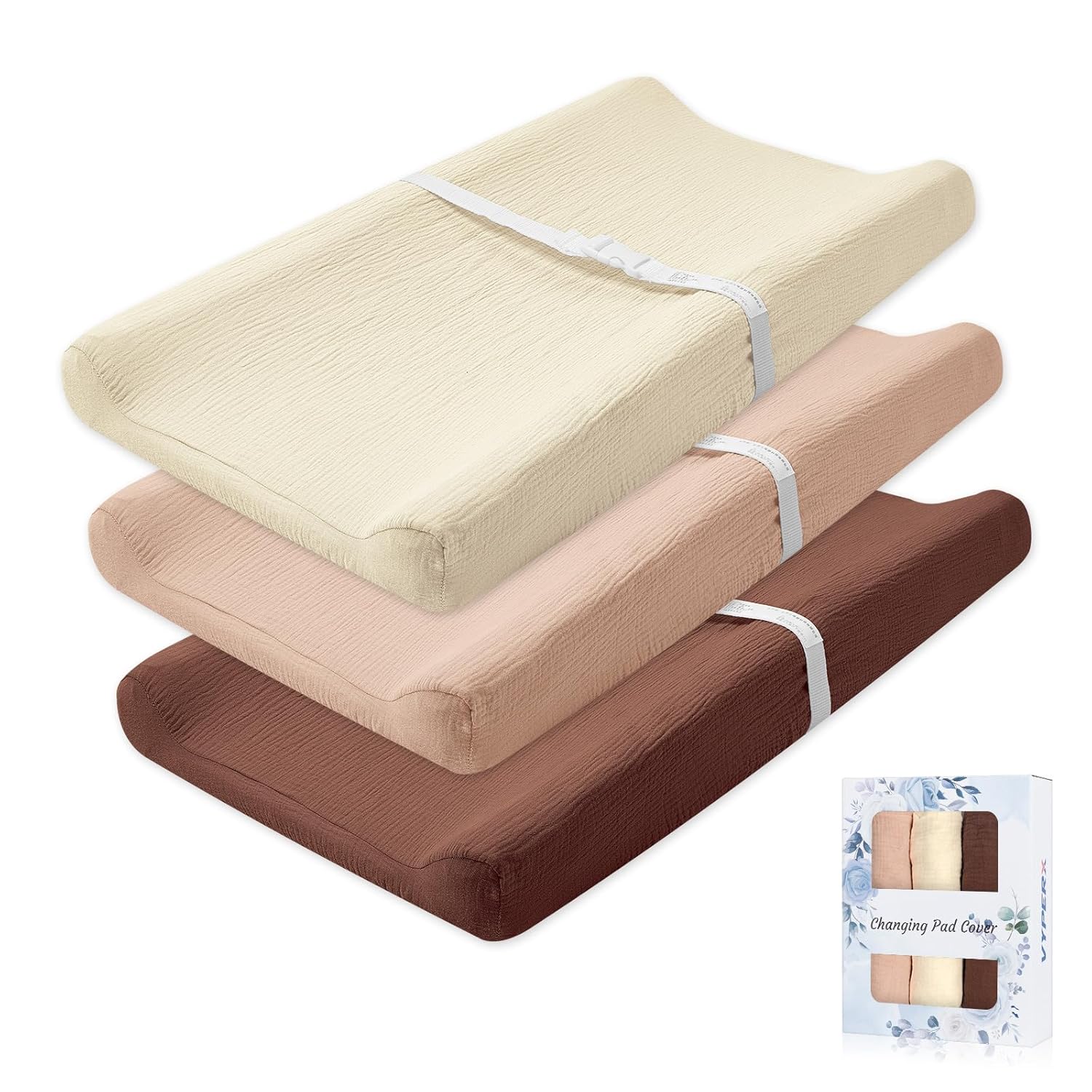 Muslin Changing Pad Covers, Solid Color Changing Table Pad