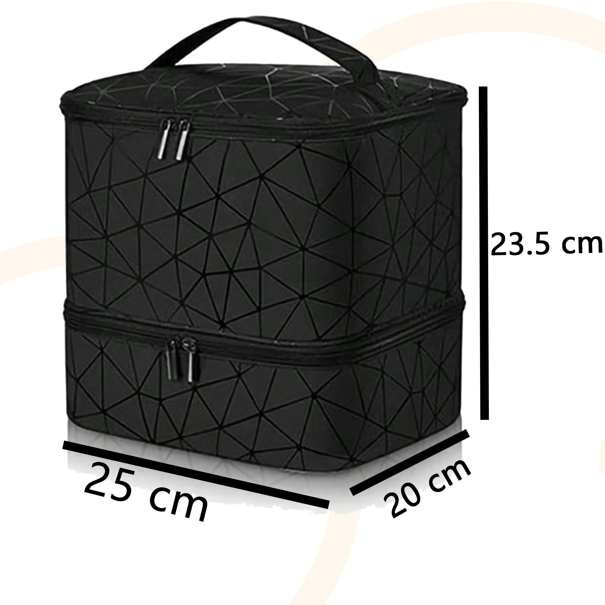 Organizador de esmalte de uñas de doble capa, rejilla de diamante negro, funda de transporte de esmalte de uñas, bolsa organizadora de maquillaje, bolsa de viaje de doble capa, bolsas de