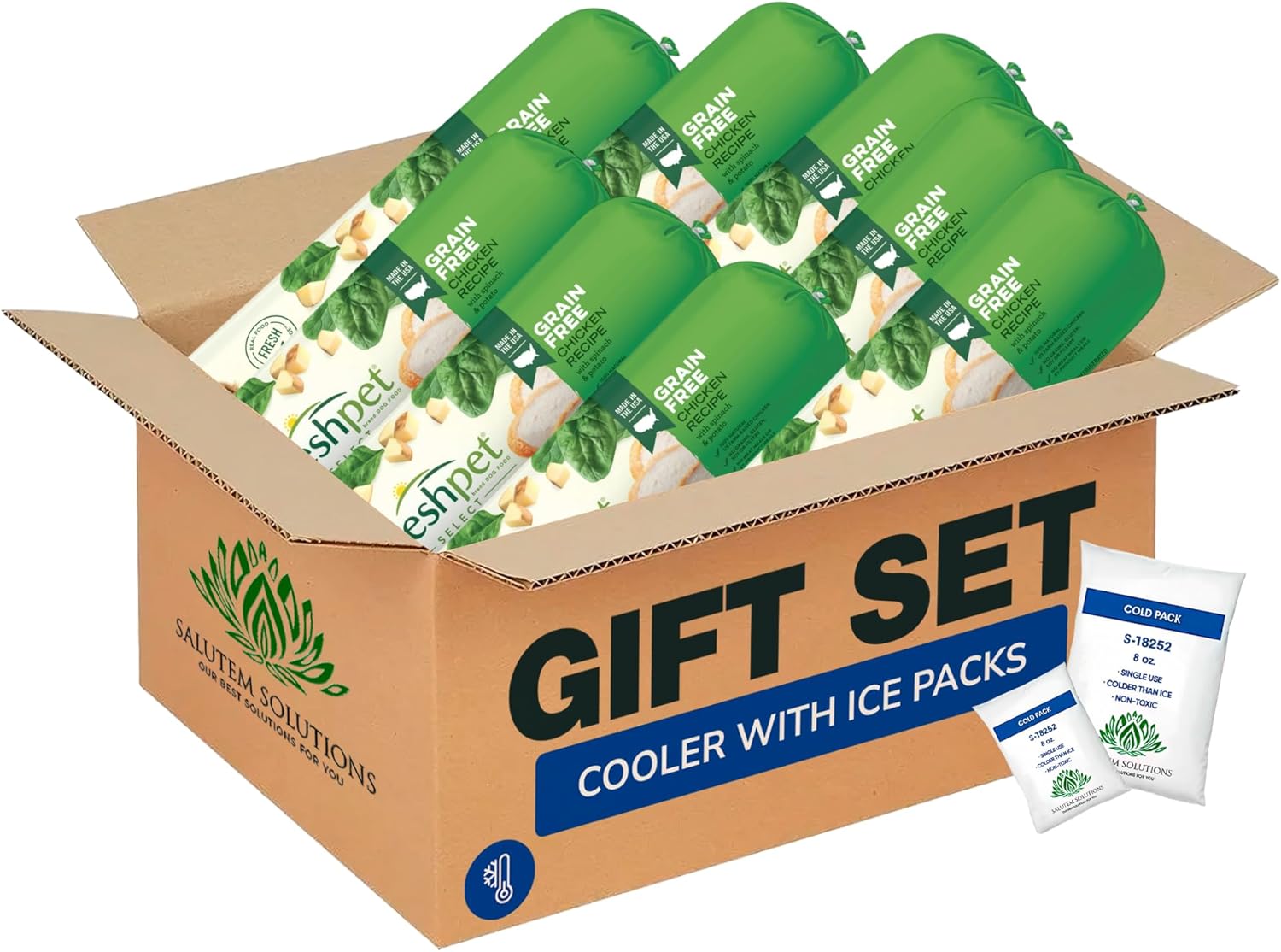 – Grain-Free Chicken Dog Food Roll with Spinach & Potato, Chilled Meal, Gift Set: 1.5 lb - Pack of 8 (Total 12 lb)