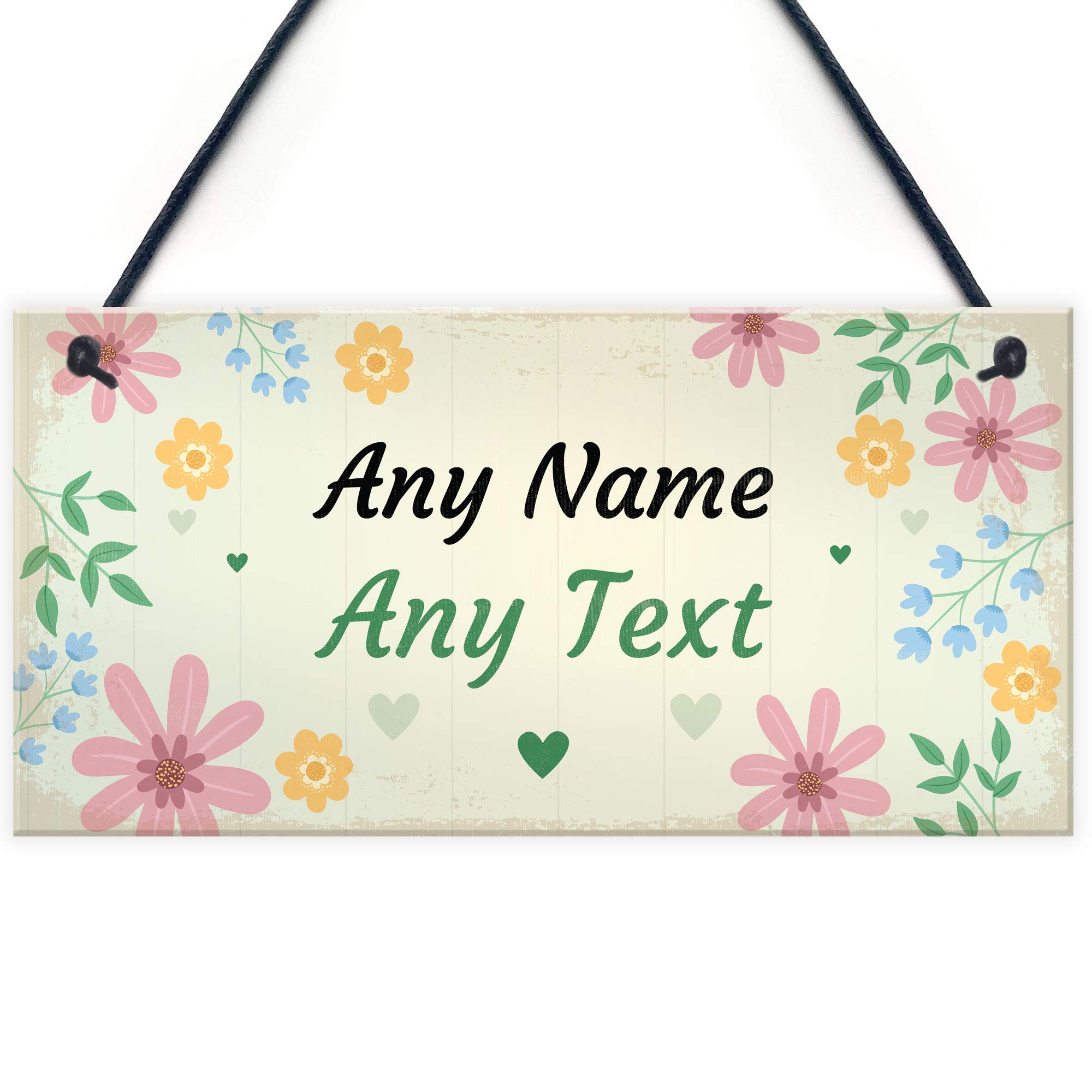Red Ocean PERSONALISED Floral Garden Signs And Plaques Any Name Any Text Garden Shed Wall Allotment Hot Tub Outdoor Sign