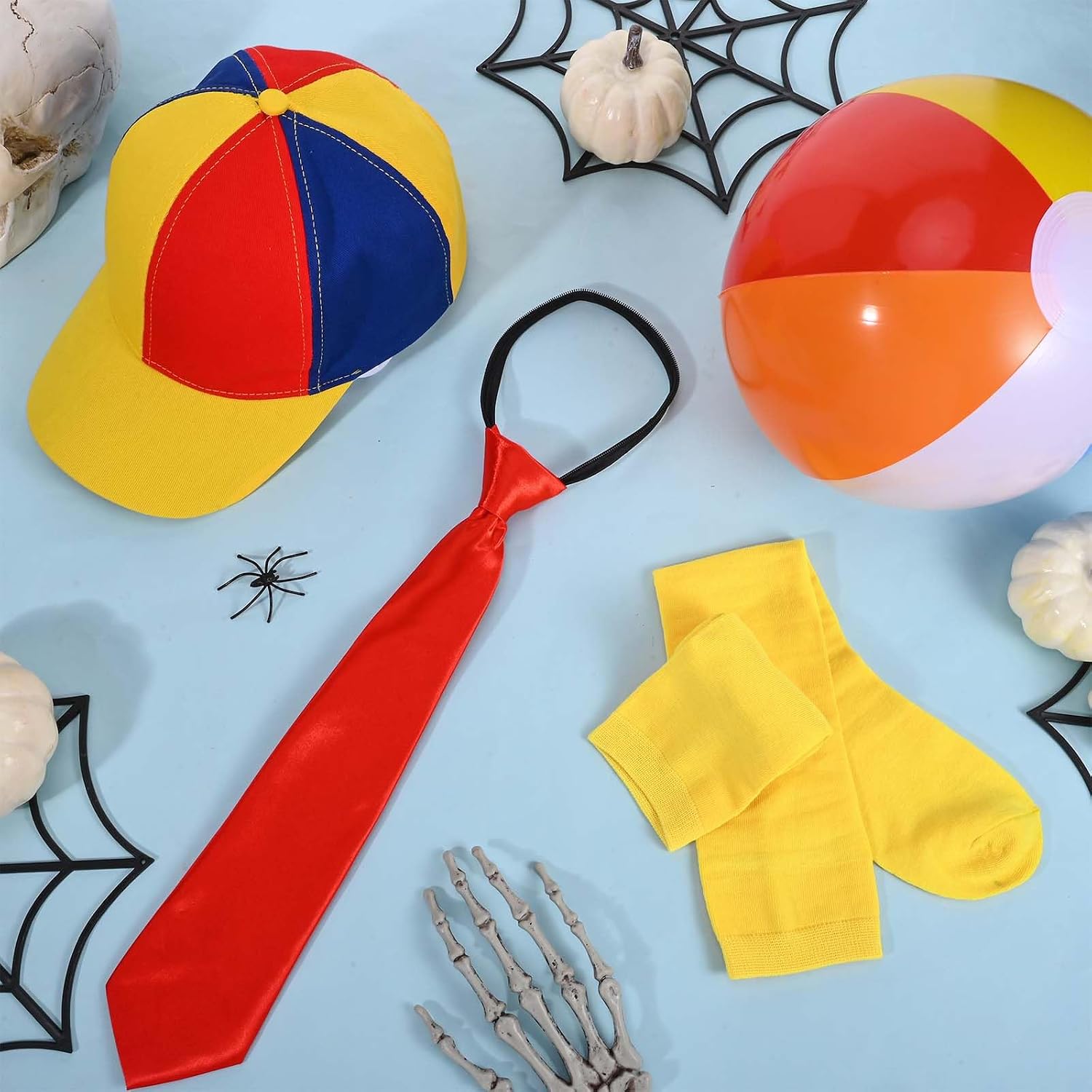 Kavoc Halloween Costume Accessories Pre‑Tied Red Necktie, Yellow Knee‑High Socks, Inflatable Beach Ball for Fancy Dress Up Supplies image 5