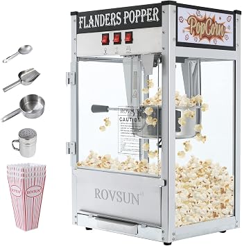 LEADZM Commercial Popcorn Machine, Countertop Popcorn Maker with 8 Ounce Kettle Stainless Steel Makes Up to 48 Cups, Retro Movie Theater Style, Black