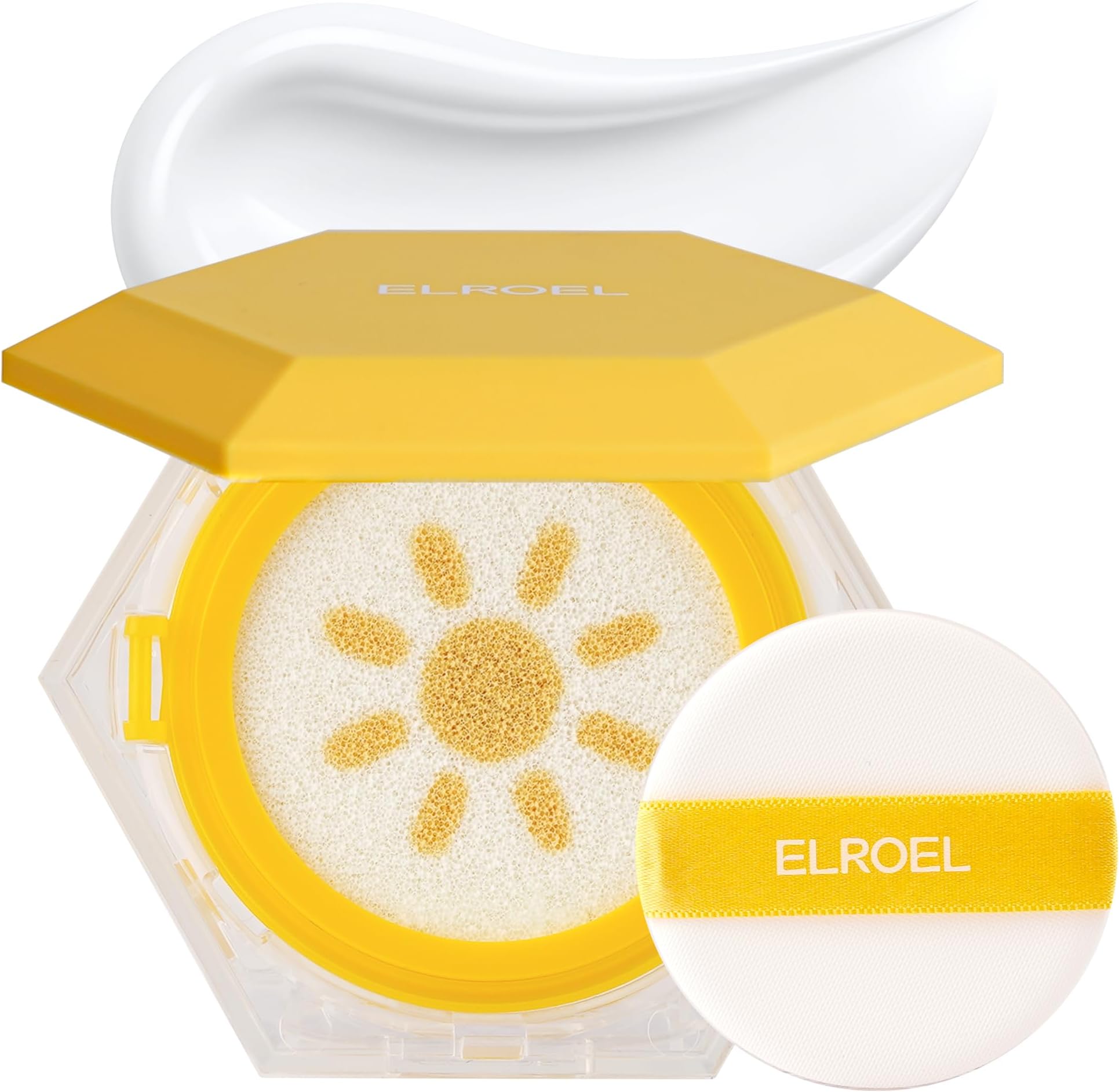 - ELROEL Pang Pang Sun Cushion Plus - Korean Hypoallergenic & Lightweight Sunscreen with Puff Sponge - Broad Spectrum SPF50+ PA++++ (0.53 oz)