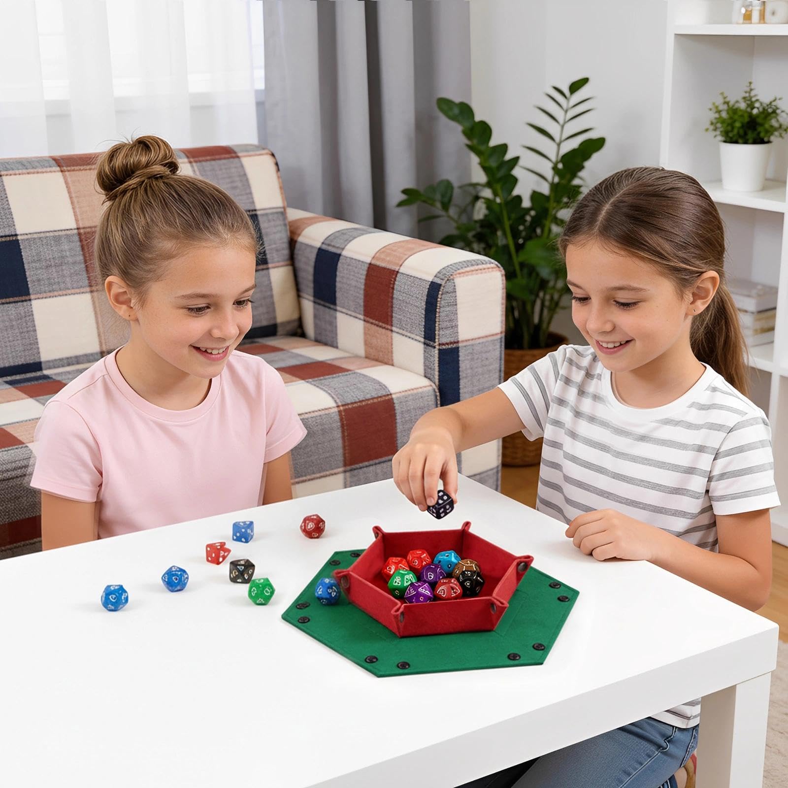 6 Stücke Würfelmatte Filz Würfelunterlage Hexagon Würfelbrett Faltbar Puzzle Sortierschalen Würfelschale Würfeltablett Würfelteller für DND RPG Schmuck Aufbewahrung (6 Farben)