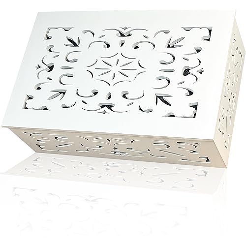 Wood Doorbell Chime Cover Box Only Universal Door Bell Chime Covers Fit Most Doorbells With Self-Adhesive Tape and Screws,(White)