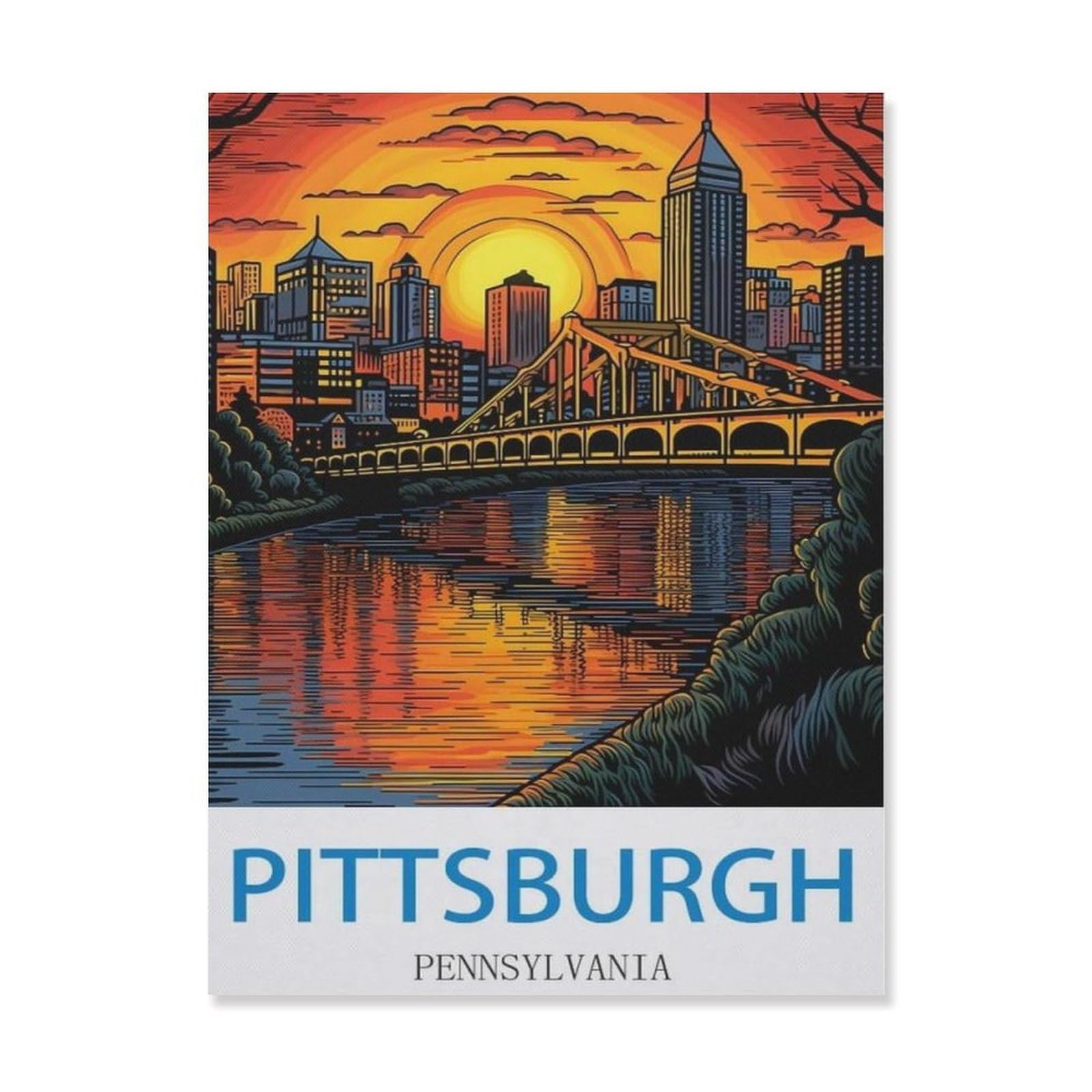 Vintage Metal Tin Sign，Pittsburgh Pennsylvania，Retro Wall Decor Art Tin Sign for Home Coffee Bar Restaurant Pub(15x30cm）6x12 inch-EH99