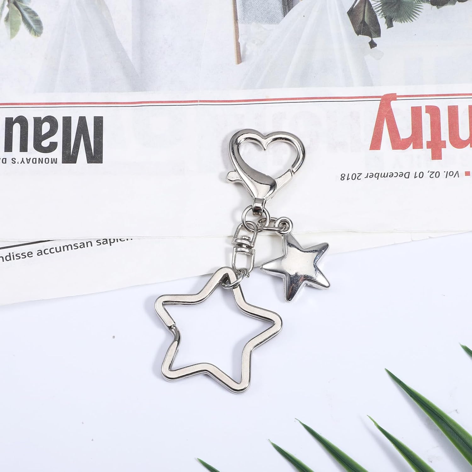 Cute Bag Charm Star Key Chains Aesthetic Y2K Decor Accessories for Keys Handbags Backpack Women Gifts(Silver) - Image 3