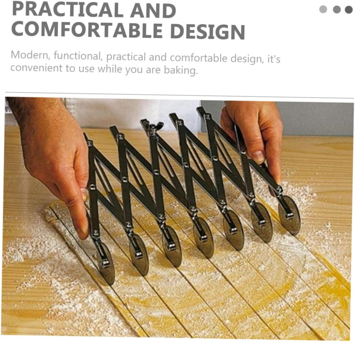 DOITOOL 5-Wheel Pastry Cutter Adjustable Stainless Steel Dough Divider Cake Slicer Pizza Cutting Tool for Baking Kitchen Use