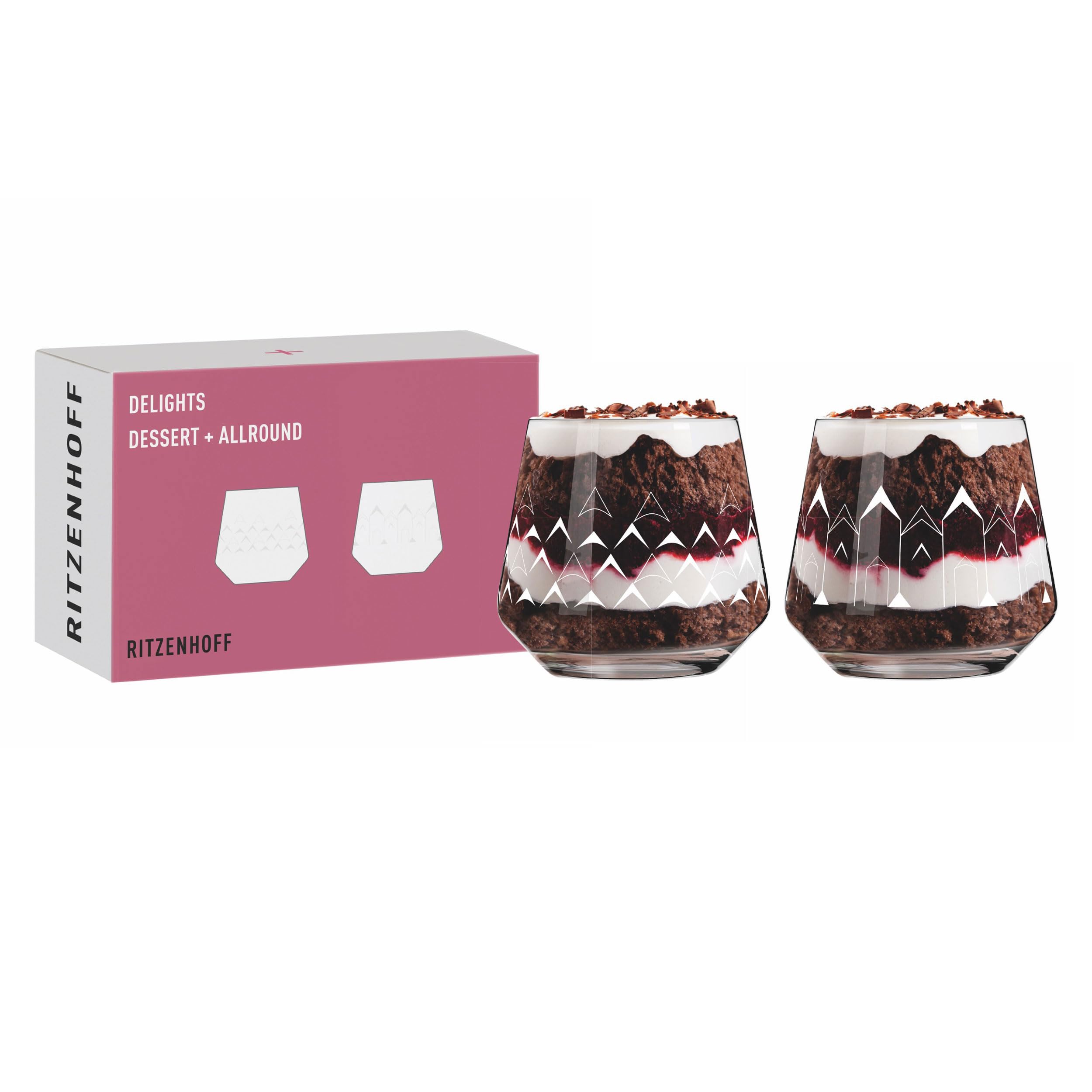 Ritzenhoff 6121001 Dessert Glass Set of 2 420 ml - Delights Series - Dessert Cups, Illustration White - Made in Germany
