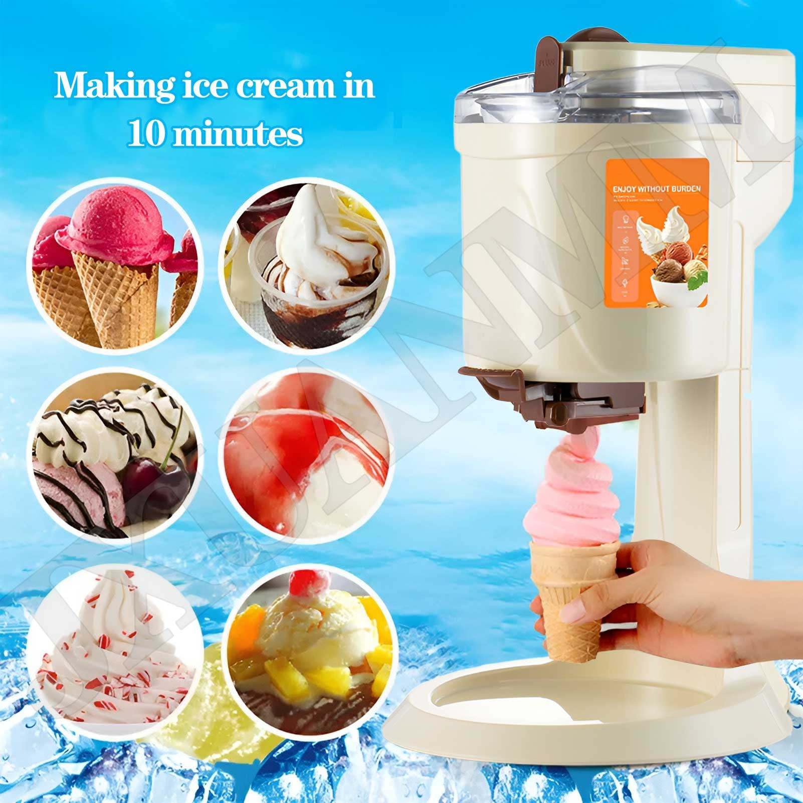 1000ml Włoska maszyna do lodów, 220V maszyny do lodów do domu, maszyna do mrożonego jogurtu i sorbetu, do domowego przenośnego blendera,White