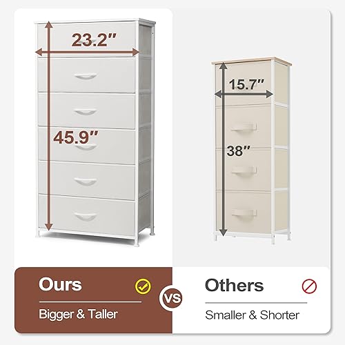 Miniatura 4 de Crestlive Products Cómoda para dormitorio con 6 cajones, cajonera alta, cómodas blancas muebles de dormitorio, unidad organizadora de almacenamiento