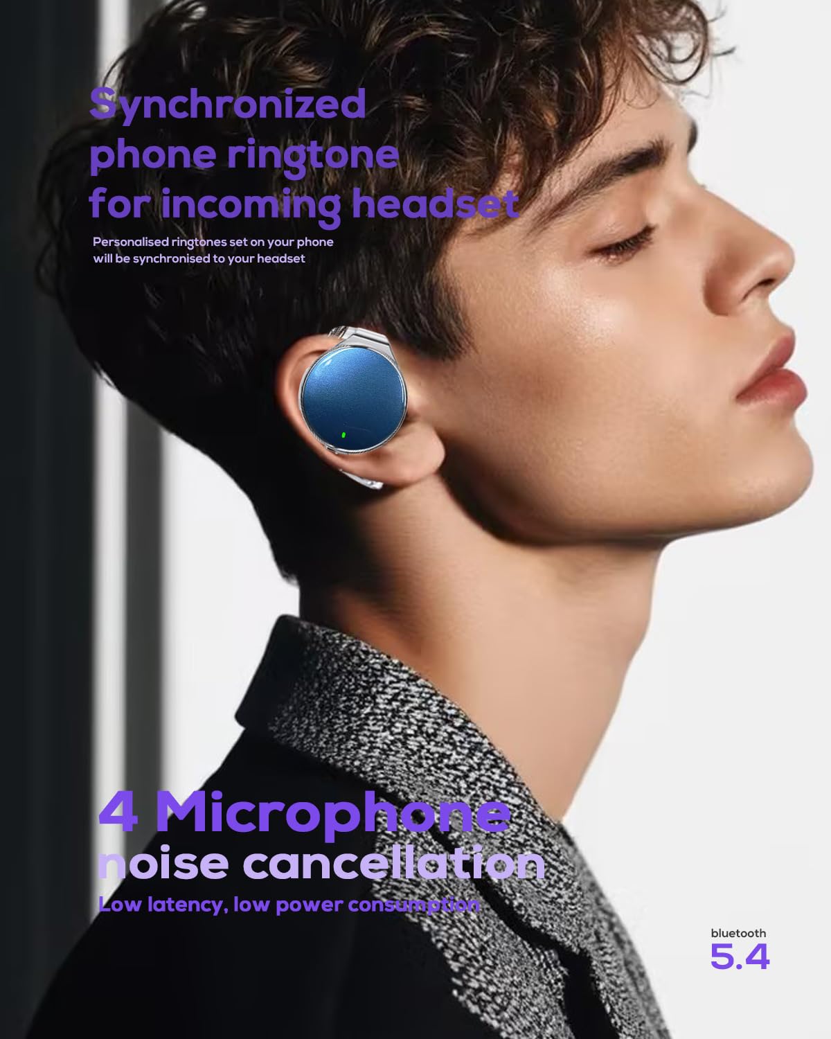 Deportes On-Ear Auriculares Bluetooth 5.4, Auriculares abiertos con cancelación de ruido, resistentes al agua para fitness y correr, 4 micrófonos, batería de larga duración para actividades al aire
