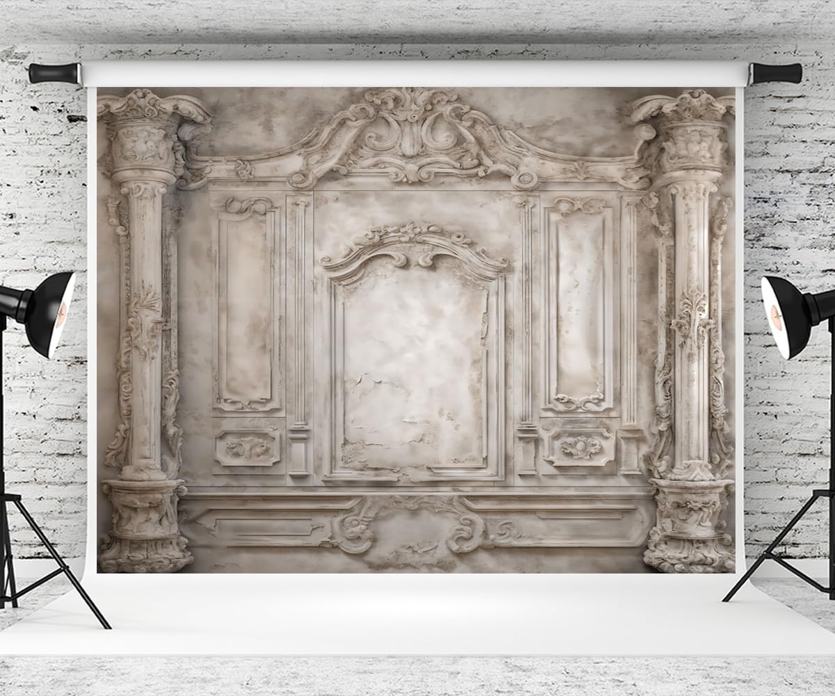 Kate 8×8ft Retro Room Wall Backdrop Photography Classic Retro European Castle Carved Wall Background Portrait Photo Video Studio Props